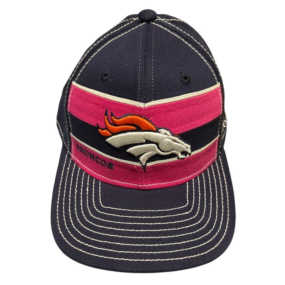 Reebok NFL Navy & Pink Denver Broncos Pink Ribbon Onfield Hat L/XL